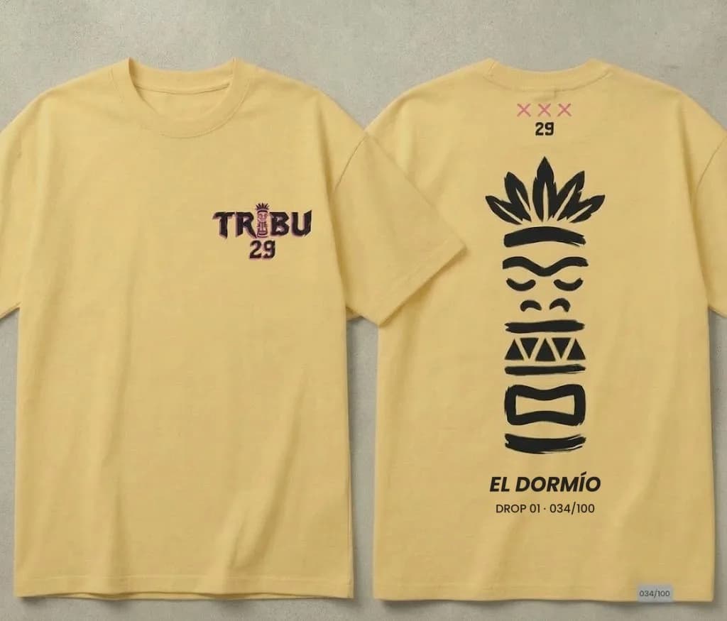 Camiseta oversize TRIBU 29 amarillo mantequilla, El Dormío, DROP 01
