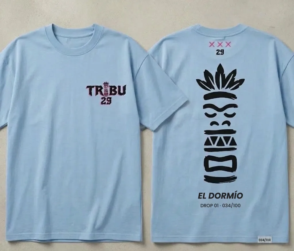 Camiseta oversize TRIBU 29 azul cielo, El Dormío, DROP 01
