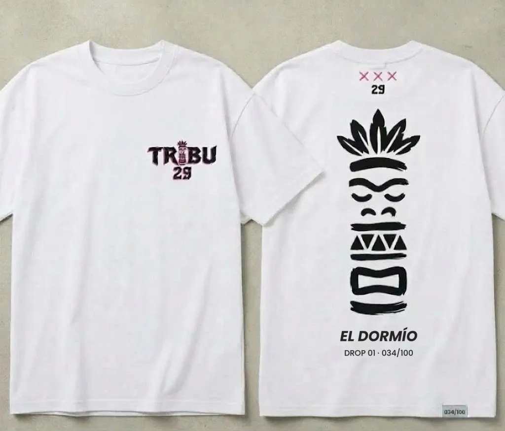 Camiseta oversize TRIBU 29 blanco, El Dormío, DROP 01