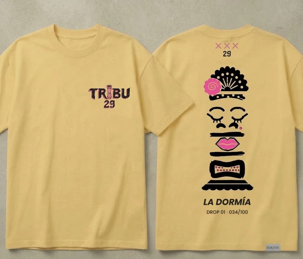 Camiseta oversize TRIBU 29 amarillo mantequilla, La Dormía, DROP 01