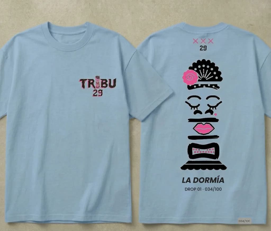 Camiseta oversize TRIBU 29 azul cielo, La Dormía, DROP 01