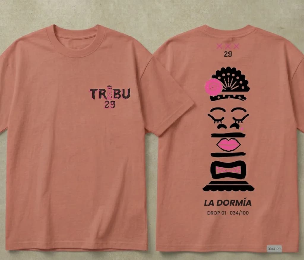 Camiseta oversize TRIBU 29 rojo teja, La Dormía, DROP 01